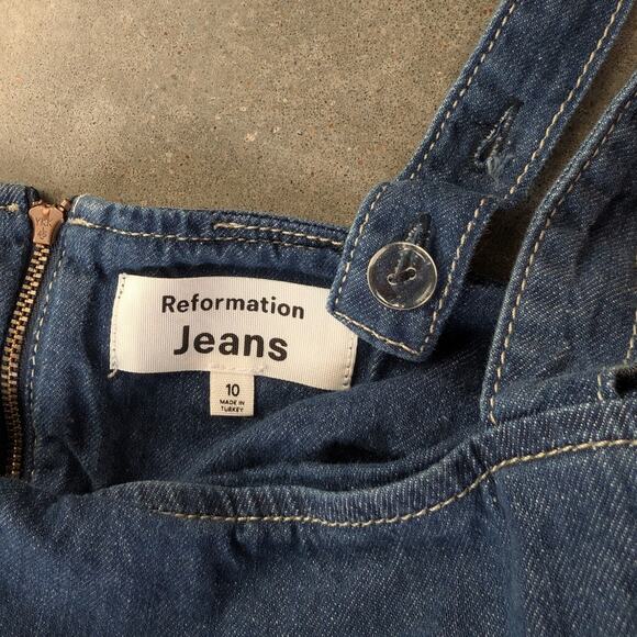 Reformation Denim Dress Size 10 Babydoll Mini Dress Cecil Denim Mini Reformation - Picture 7 of 14